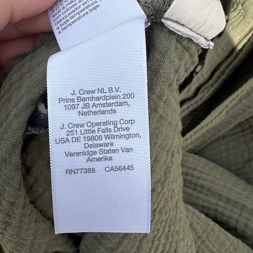 Madewell Olive Green Gauze Button Front Midi Dress XS Cotton Short Sleeve Pocket - Picture 7 of 9